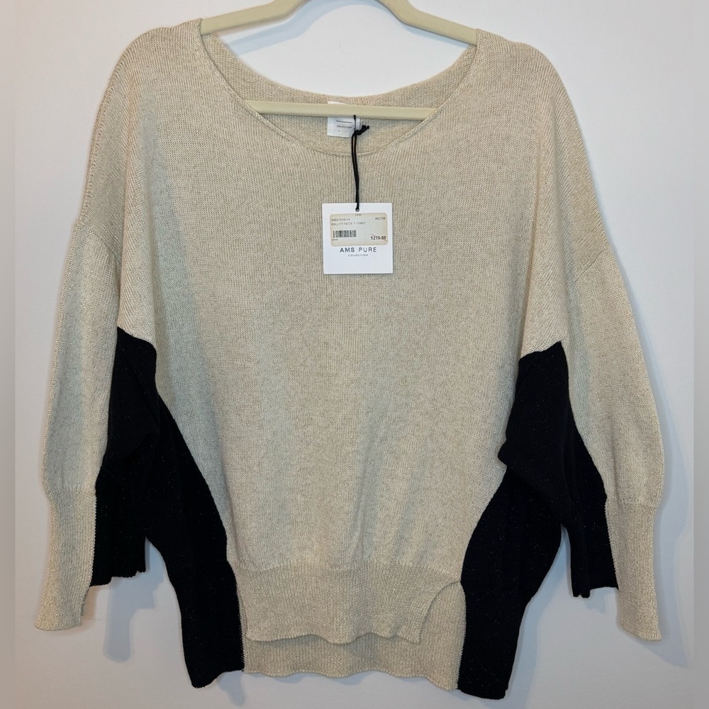 NEW AMS Pure Collection Women’s Marina Ballet Neck Dolman Sleeve Sweater Size 14
